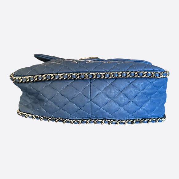 Chanel Navy Lambskin Quilted Chain Around Maxi Flap Bag - Picture 5 of 9